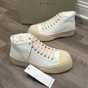 Marni Pablo High Top Logo White Leather Sneakers